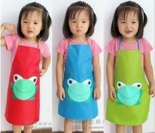 Cute Frog Kids Childrens Apron Waterproof Cooking Painting  