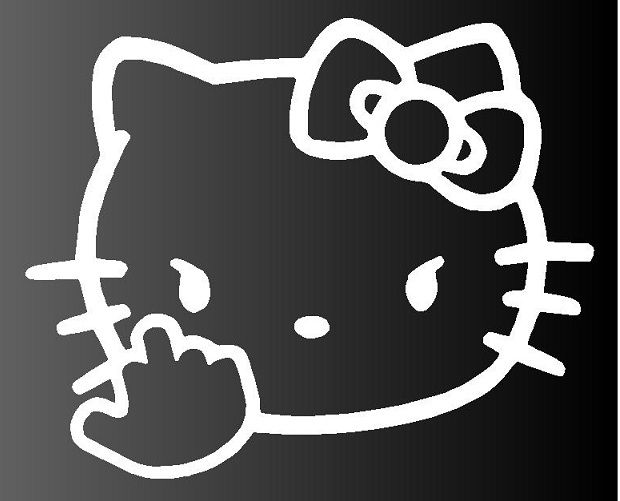 Hello Kitty Middle Finger Flipping Off Car Vinyl Window Decal Sticker 