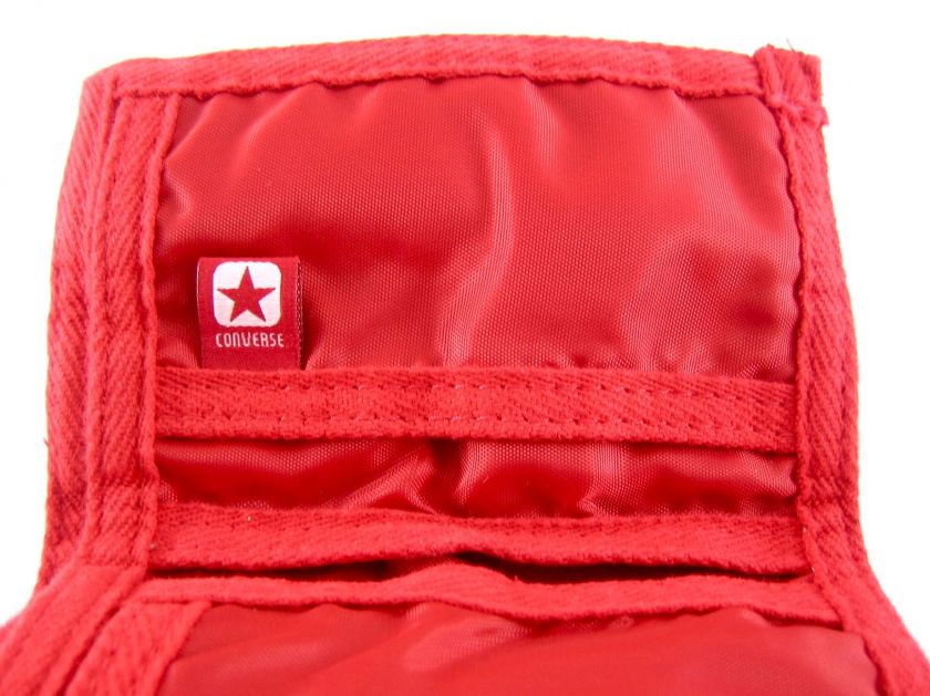   durable red washed out canvas the wallet measures approximately 10 x