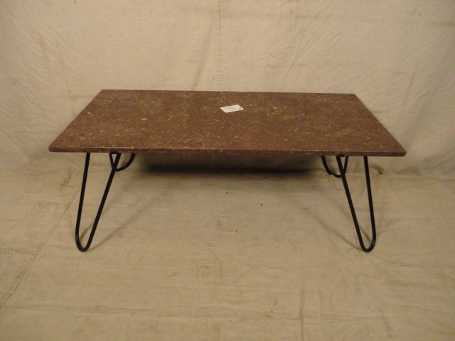 Vintage Modern Marble Top Coffee Table w/ Iron Base (02549)n  