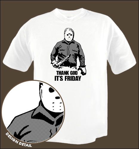 THANK GOD ITS FRIDAY Jason hockey mask 13th horror TEE  