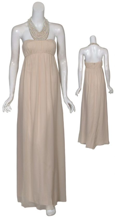 AIDAN MATTOX Pearl Necklace Silk Eve Gown Dress 8 NEW  