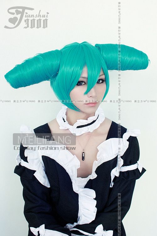 VOCALOID MIKU Cosplay short Wig Costume secret police  