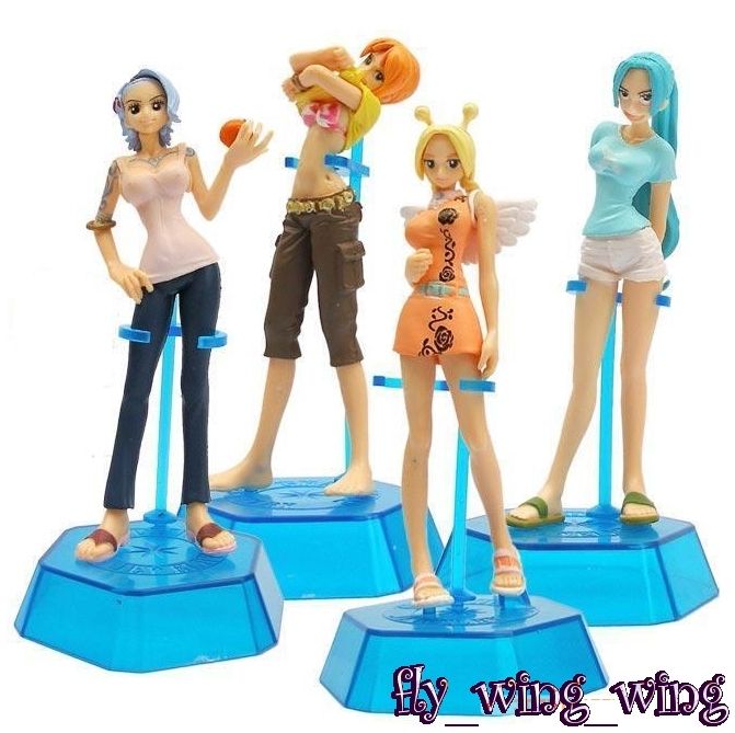 Anime One Piece Vivi Nami girl character figure set x 4  