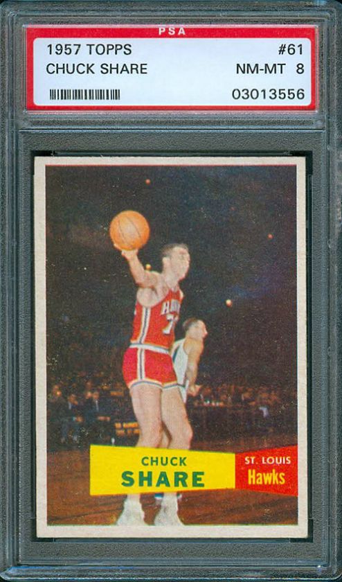 1957 Topps Basketball #61 Chuck Share SP, PSA 8 NM MT .From the 