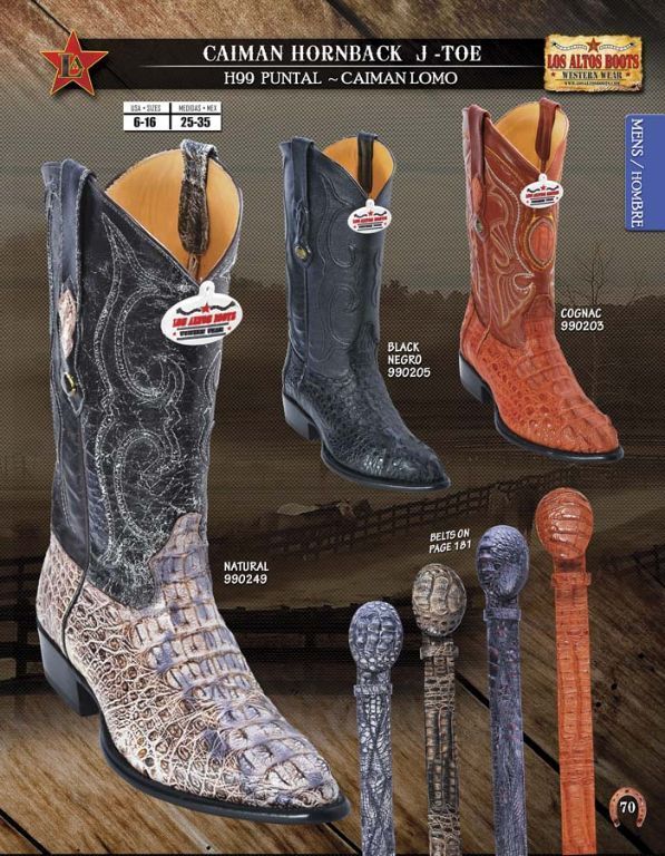 TOE CAIMAN HORNBACK COWBOY WESTERN BOOTS BY LOS ALTOS  