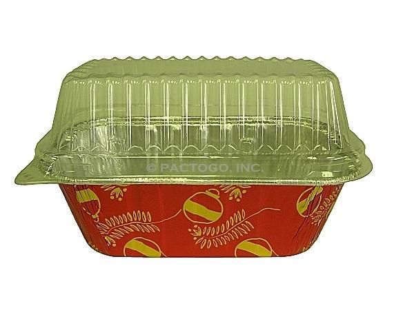 lb. Mini Loaf Holiday/Xmas Aluminum Foil Pan w/Clear Dome Lid 25 