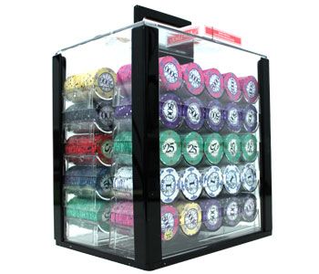 1000 Acrylic Carrier Scroll Ceramic Poker Chip Set  