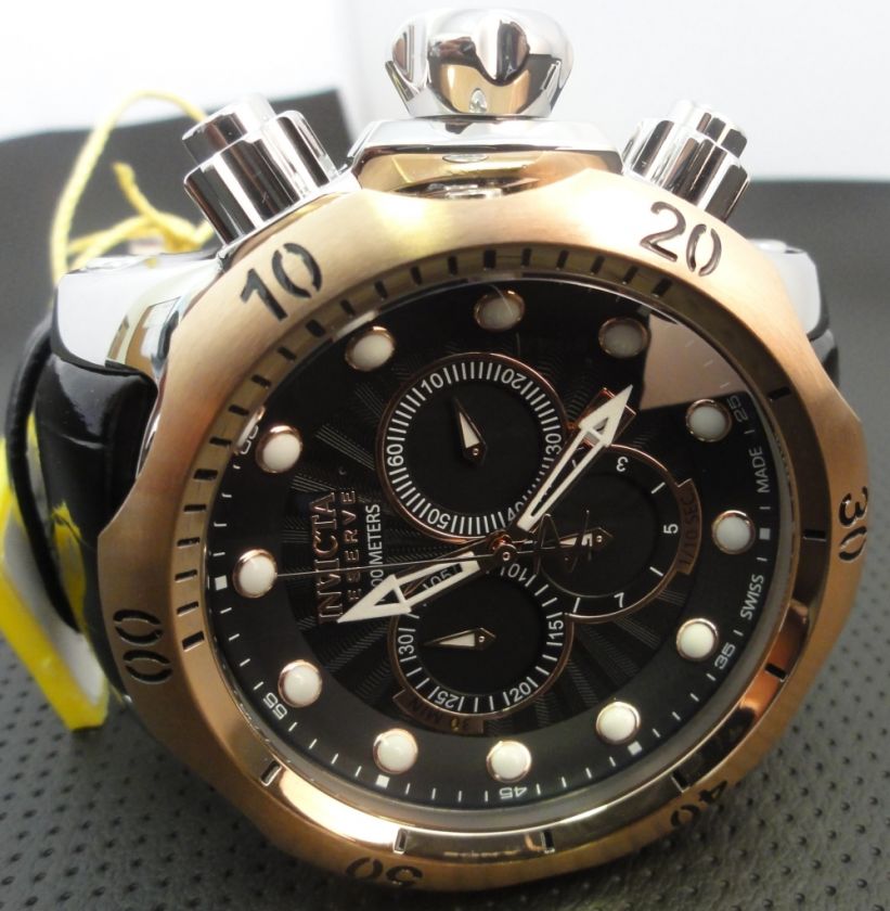 Invicta Reserve Venom Swiss Made Chronograph Black Leather Mens Watch 