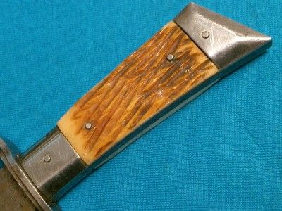 BIG ANTIQUE JAPANESE STAG BONE HUNTING SKINNER SURVIVAL BOWIE KNIFE 