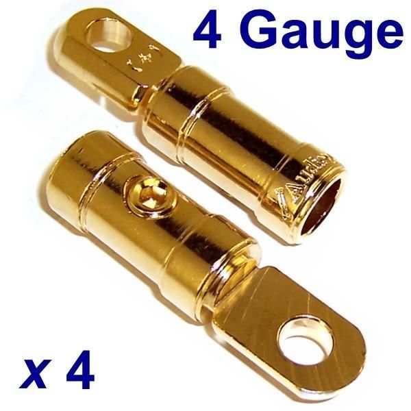 AUDIOPIPE 4 GAUGE GOLD RING TERMINALS 4 POS & NEG SETS  