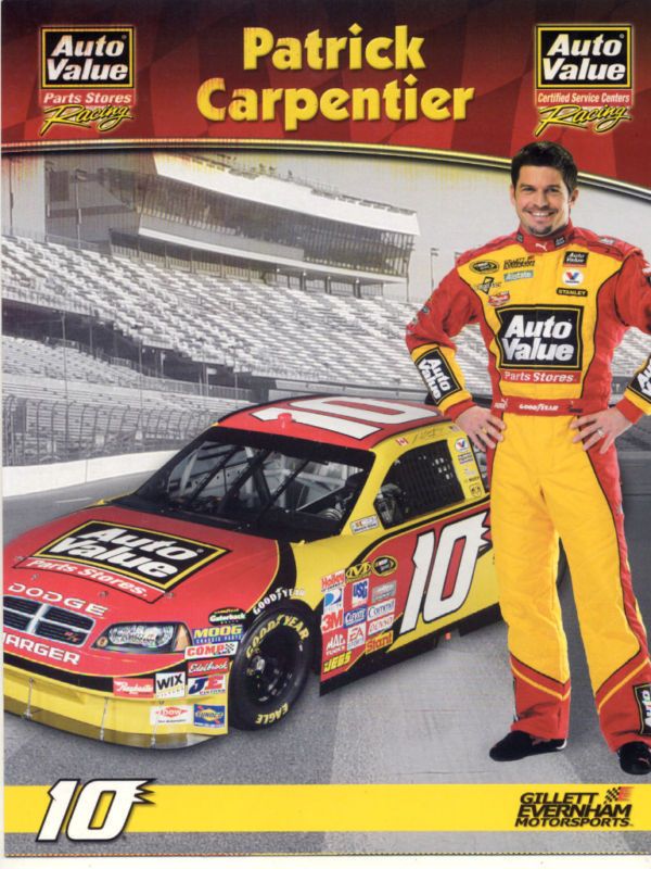 PATRICK CARPENTIER 2008 AUTO VALUE #9 NASCAR POSTCARD  