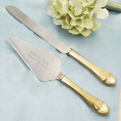 Wedding Flutes & Cake Knife Serving Set Engraved FREE  