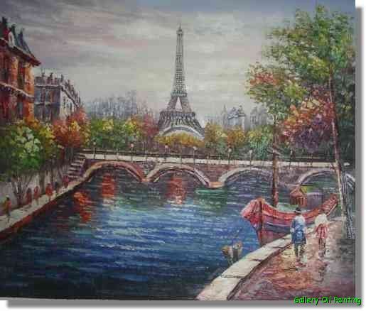 Landscape oil Painting Paris Elf Tower Knife Spring F48  