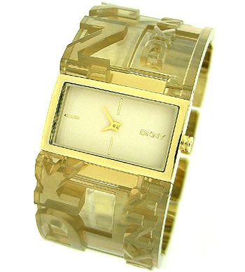 DKNY GOLD TONE PLASTIC BRACELET LADIES WATCH NY8152  