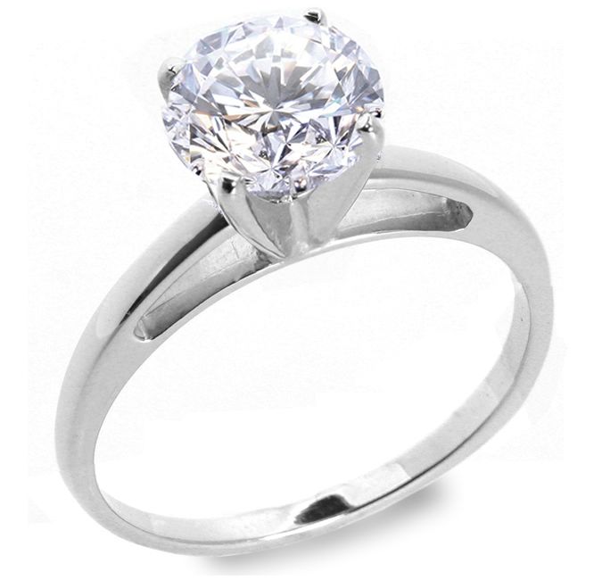 35 CT H/VS1 ROUND DIAMOND SOLITAIRE RING 14K W GOLD  