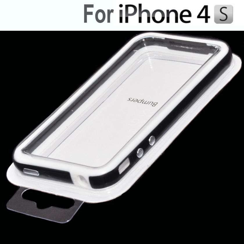 White Black Bumper TPU Case Skin Cover for Apple iPhone 4S CDMA 4G W 