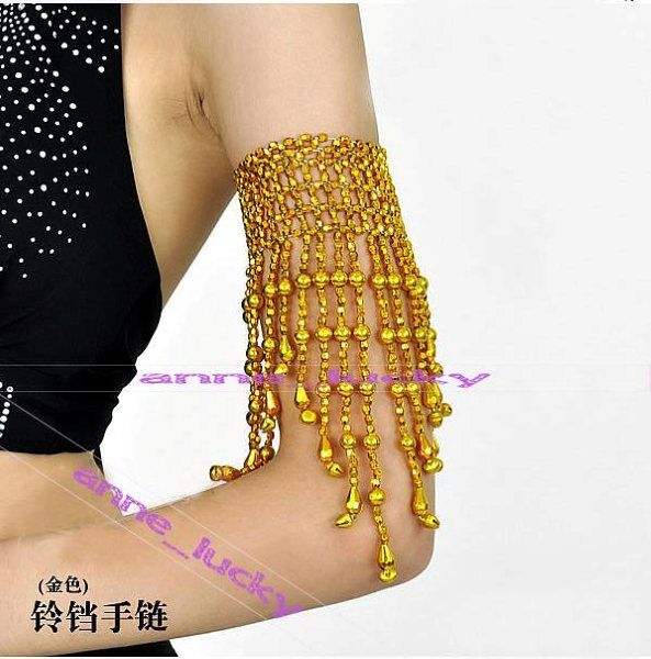 New one Pair Belly Dance Costume Arm Bracelet wt Bells elastic