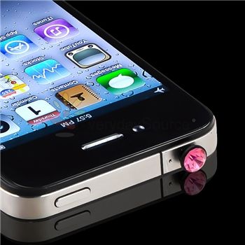 Pink 3.5mm Diamond Headset Dust ear Cap Plug for Apple Iphone 4 4G 3G 