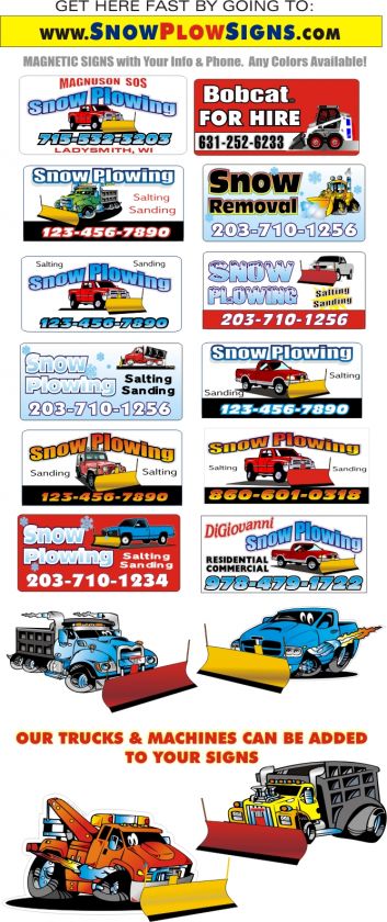 Magnetic Snow Plow Signs Or for Any Business 12x24  