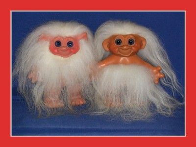 Vintage 60s 7 Dam Troll Dolls Icelandic Sheepskin Fur  