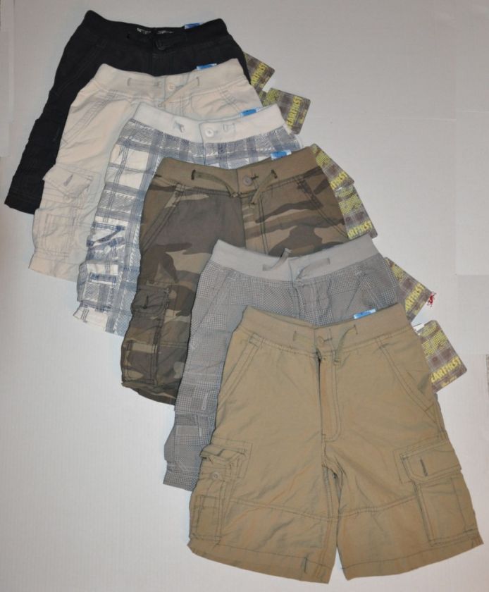 WEARFIRST Boys CARGO Shorts Comfort Waist Solid Plaid NEW XS XL longer 