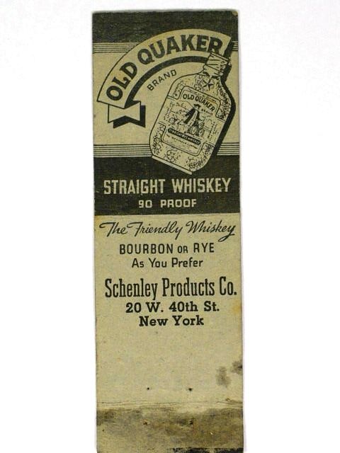 1940s Old Schenley Whisky Golden Wedding Rye Matchcover  