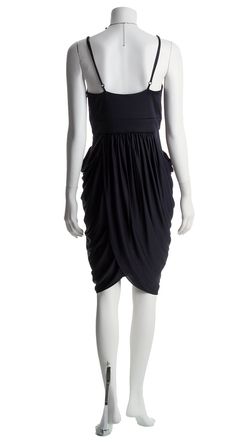 535 NWT LAILA AZHAR DARK NAVY DRAPED SILK DRESS, L  