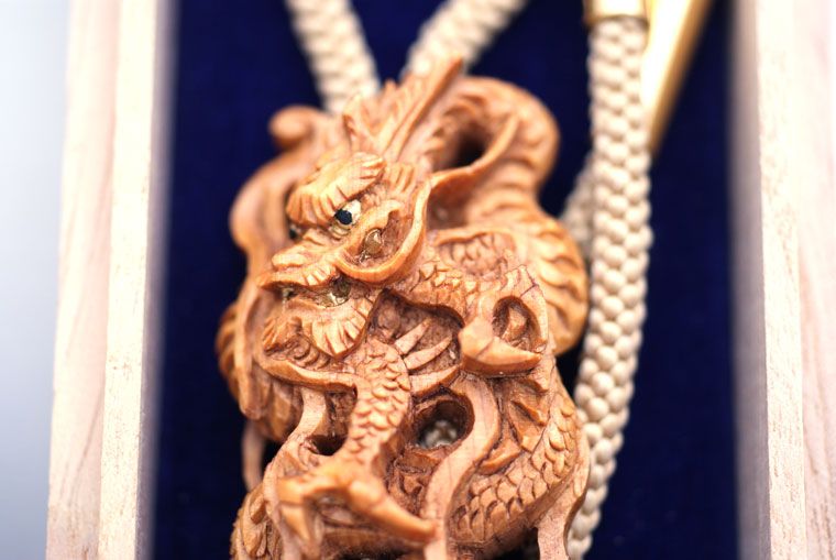 Hannya Noh Japanese bolo tie Netsuke Dragon Ryu New  