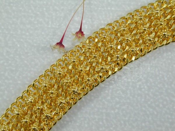   THAI PIKUN FLOWER 22K 24K Yellow Gold GP Baht Bracelet 6.75  