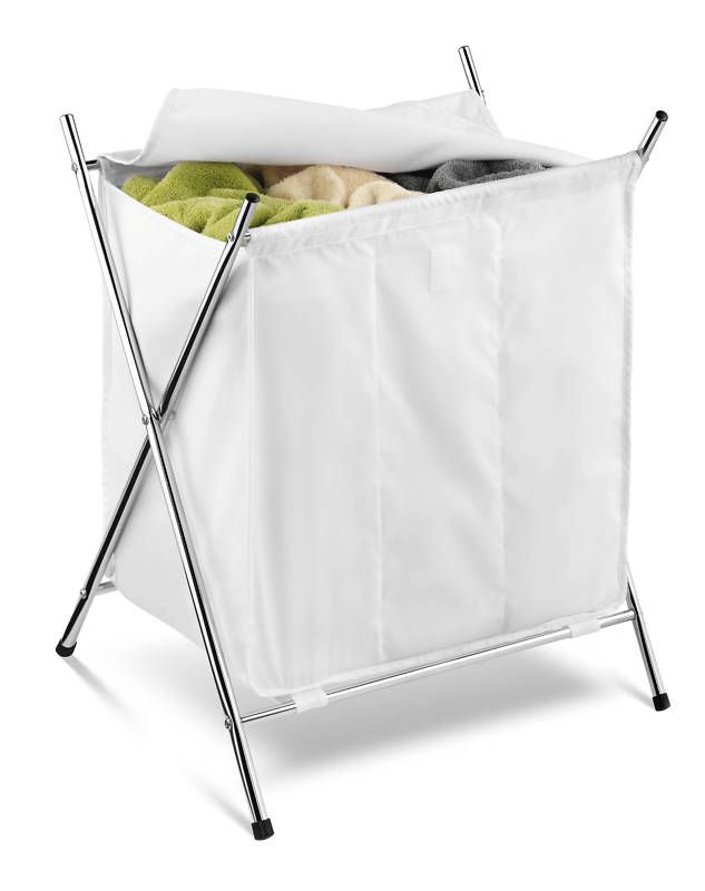 Chrome Folding Triple Hamper # HMP 01236  