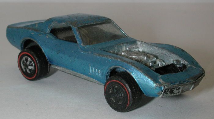 Redline Hotwheels Light Blue 1968 Custom Corvette  