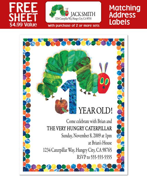 The Very Hungry Caterpilla rBirthday Party INVITATION  