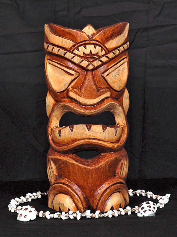 CARVED TIKI MASK 12   OCEAN TIKI   HAWAII DECOR  