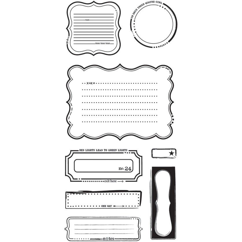 Basic Grey 4x8 Clear Stamp ~BASICS Notes Journaling~ Scrapbook 