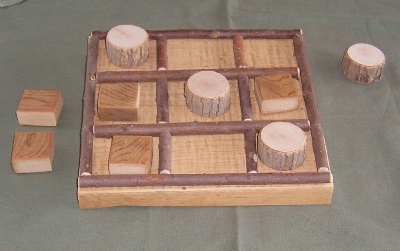 Tic Tac Toe, Game Board, Circles and Squares, Hand Made  