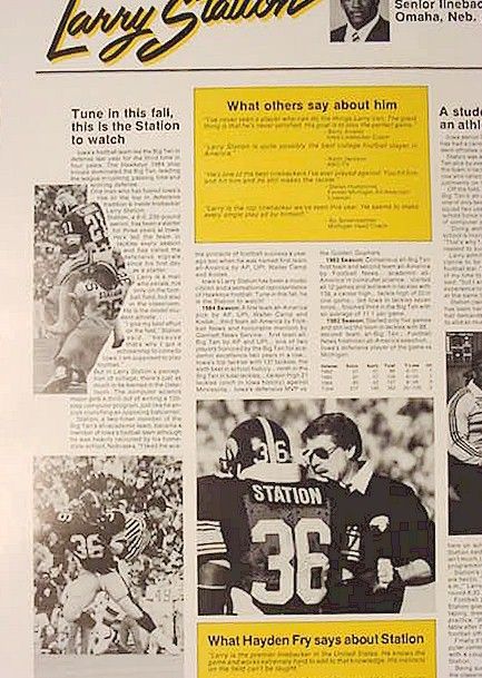 Old Iowa Hawkeyes 1985 This Is The Station Larry Station Football 