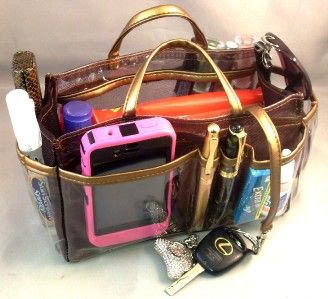 In Purse Bag Handbag Tote Large Organizer Insert Jolie Clear Mesh w 