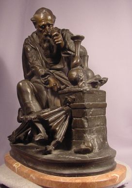 The Alchemist By E. HEBERT 19th Century Metal Sculpture  