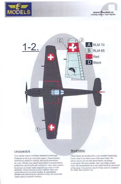 LF Models Decals 1/72 SWISS MESSERSCHMITT Bf 109E #1  