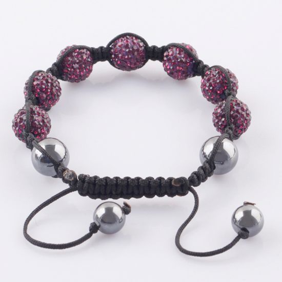   Macrame PURPLE CZ Crystal Disco Magnetite Balls Adjustable Bracelets