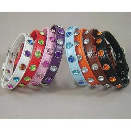 Metallic Dog Cat Pet Personalized Rhinestone Collar  