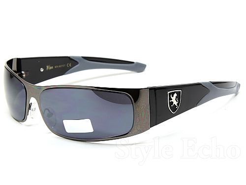 Stylish Colored Temple Khan Mens Metal Shield Designer Sunglasses 