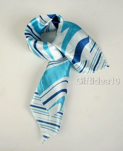   Stripes Lady Satin Silk Scarf Shawl Hair Head Band Bow Gift Wrap Deco