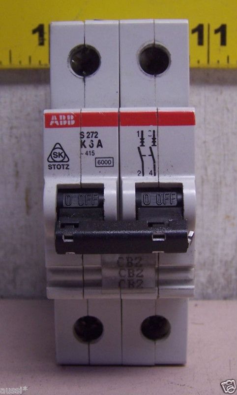 ABB DINRAIL CIRCUIT BREAKER S 272 K 3 AMP 2 POLE  