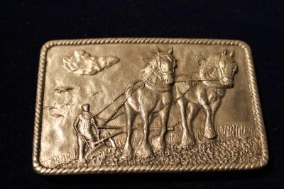   Works Horse Plow Beast of Burden Farming Farm Belt Buckle NR  