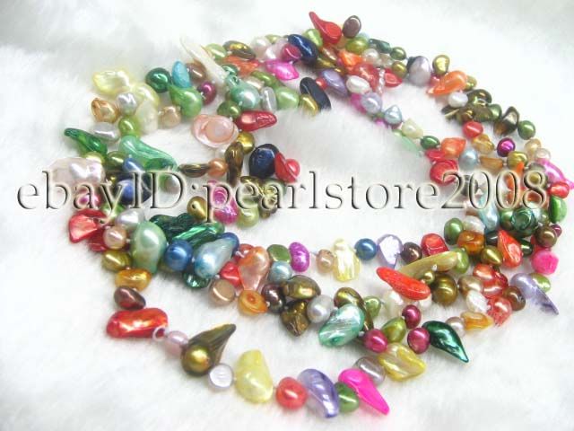 wholesale 4 strands 60 mix freshwater pearl necklace  