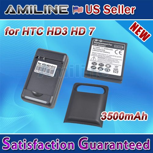 3500mAh Extended Battery + Charger for HTC HD3 HD7  