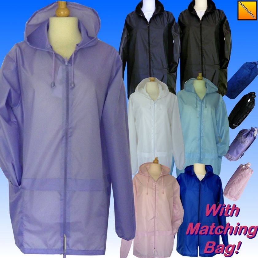 Ladies Womens Kagool Cagoule Kagoule Raincoat Mac & Bag  