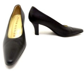 WALTER STEIGER Black Pebble Leather Classic Pump 36.5/6  